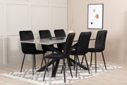 Venture Design Windu & Piazza Matstolar 2-pack Svart + Rektangulära Matbord 180 x 90 Svart