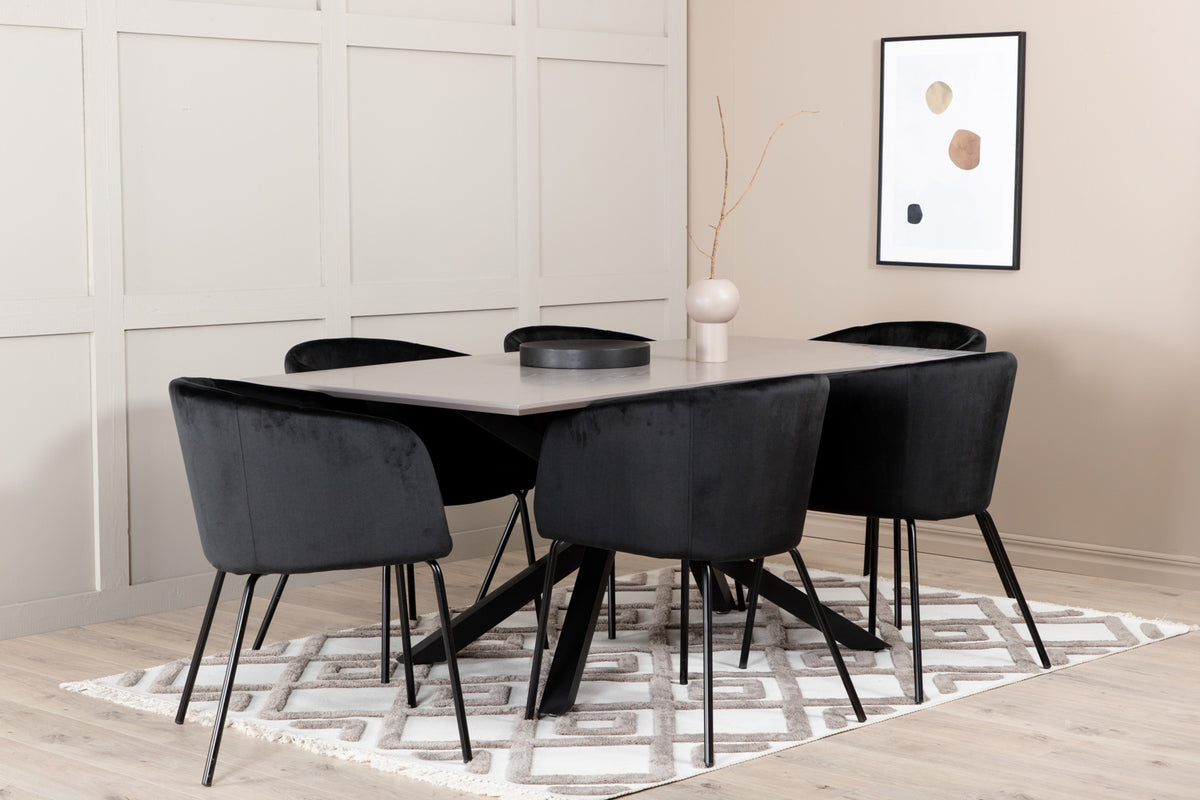 Venture Design Berit & Piazza Matstolar Svart + Rektangulära Matbord 180 x 90 Svart