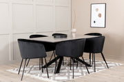 Venture Design Berit & Piazza Matstolar Svart + Rektangulära Matbord 180 x 90 Svart