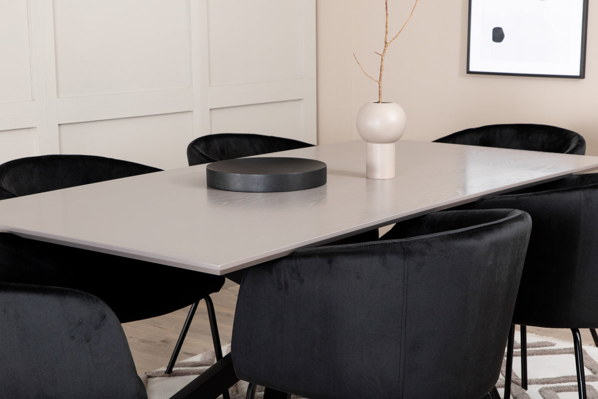 Venture Design Berit & Piazza Matstolar Svart + Rektangulära Matbord 180 x 90 Svart