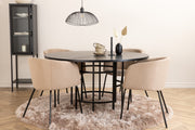 Venture Design Copenhagen & Berit Runda Matbord ⌀140 Svart + Matstolar Beige