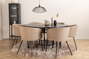 Venture Design Copenhagen & Berit Runda Matbord ⌀140 Svart + Matstolar Beige