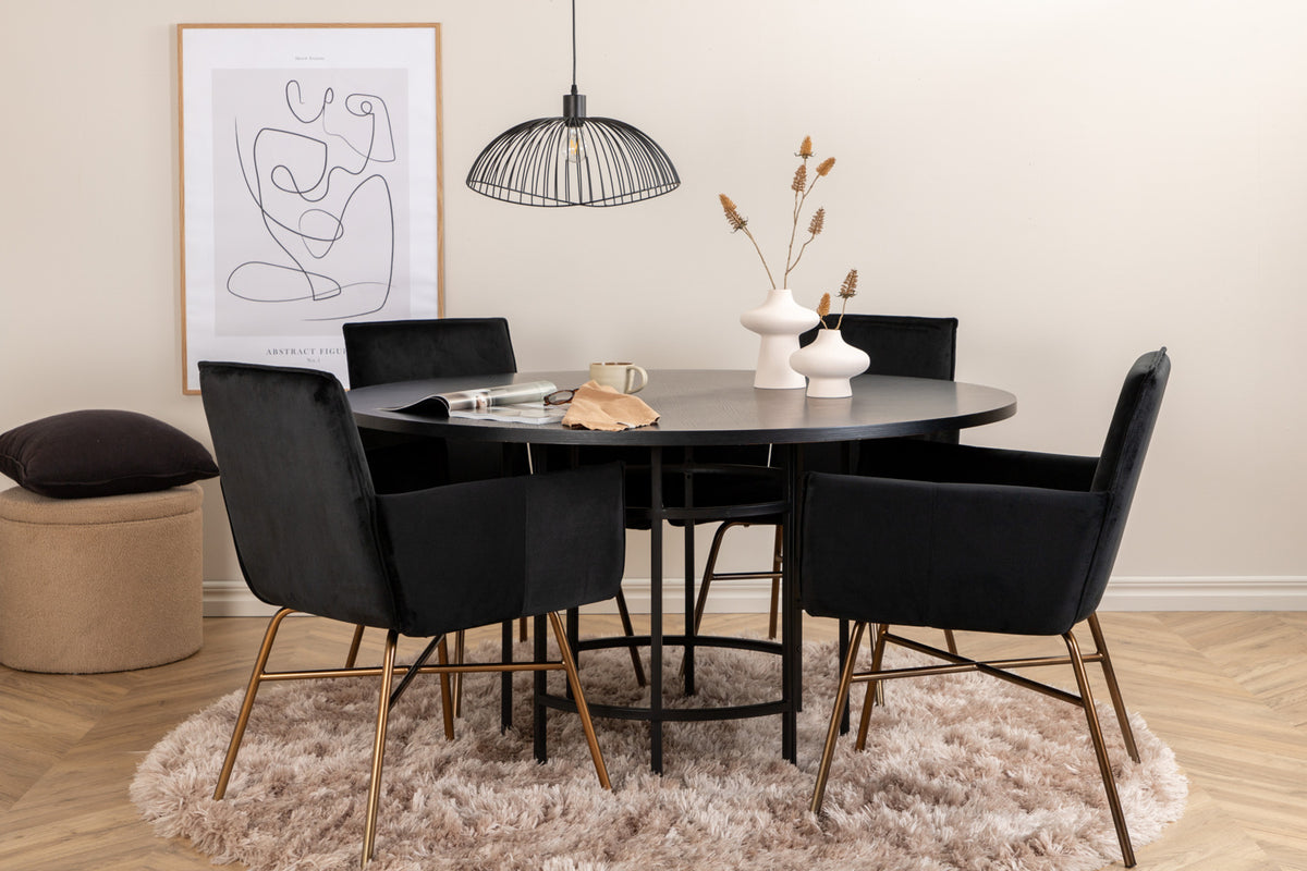 Venture Design Copenhagen & Petra Runda Matbord ⌀140 Svart + Matstolar Svart