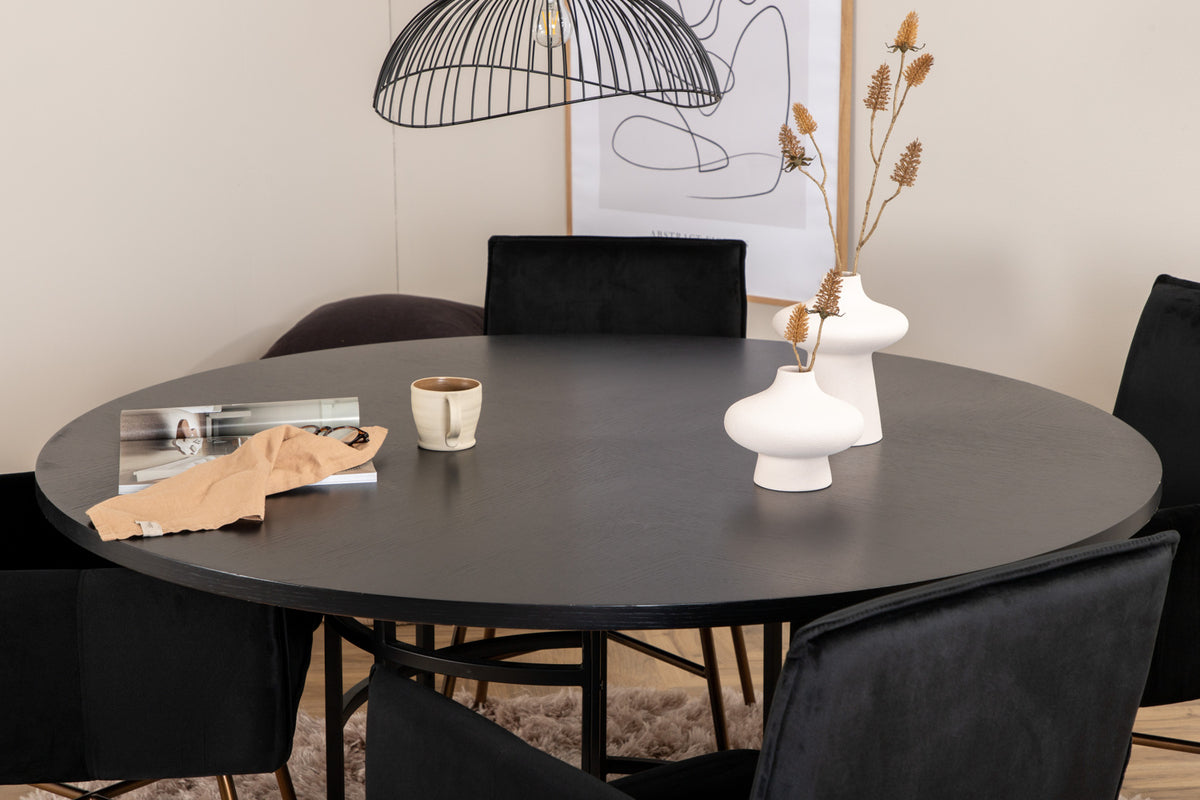 Venture Design Copenhagen & Petra Runda Matbord ⌀140 Svart + Matstolar Svart