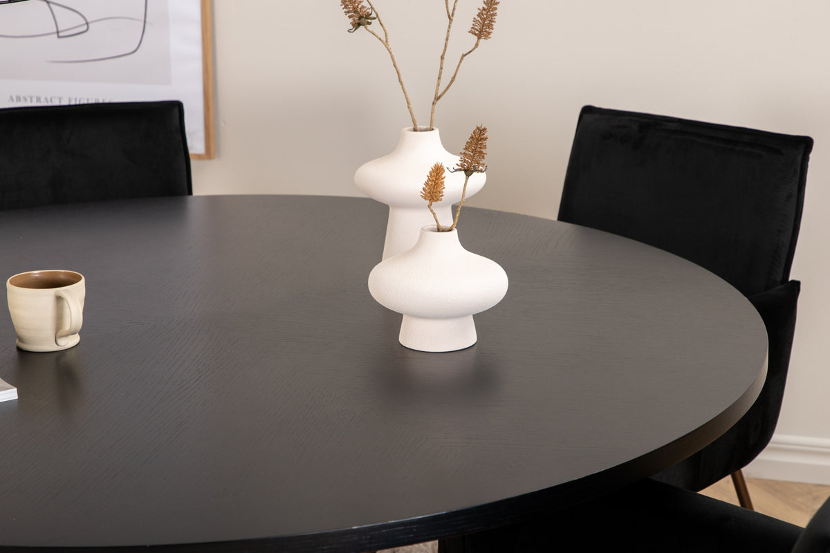 Venture Design Copenhagen & Petra Runda Matbord ⌀140 Svart + Matstolar Svart