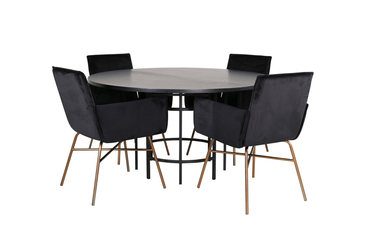 Venture Design Copenhagen & Petra Runda Matbord ⌀140 Svart + Matstolar Svart
