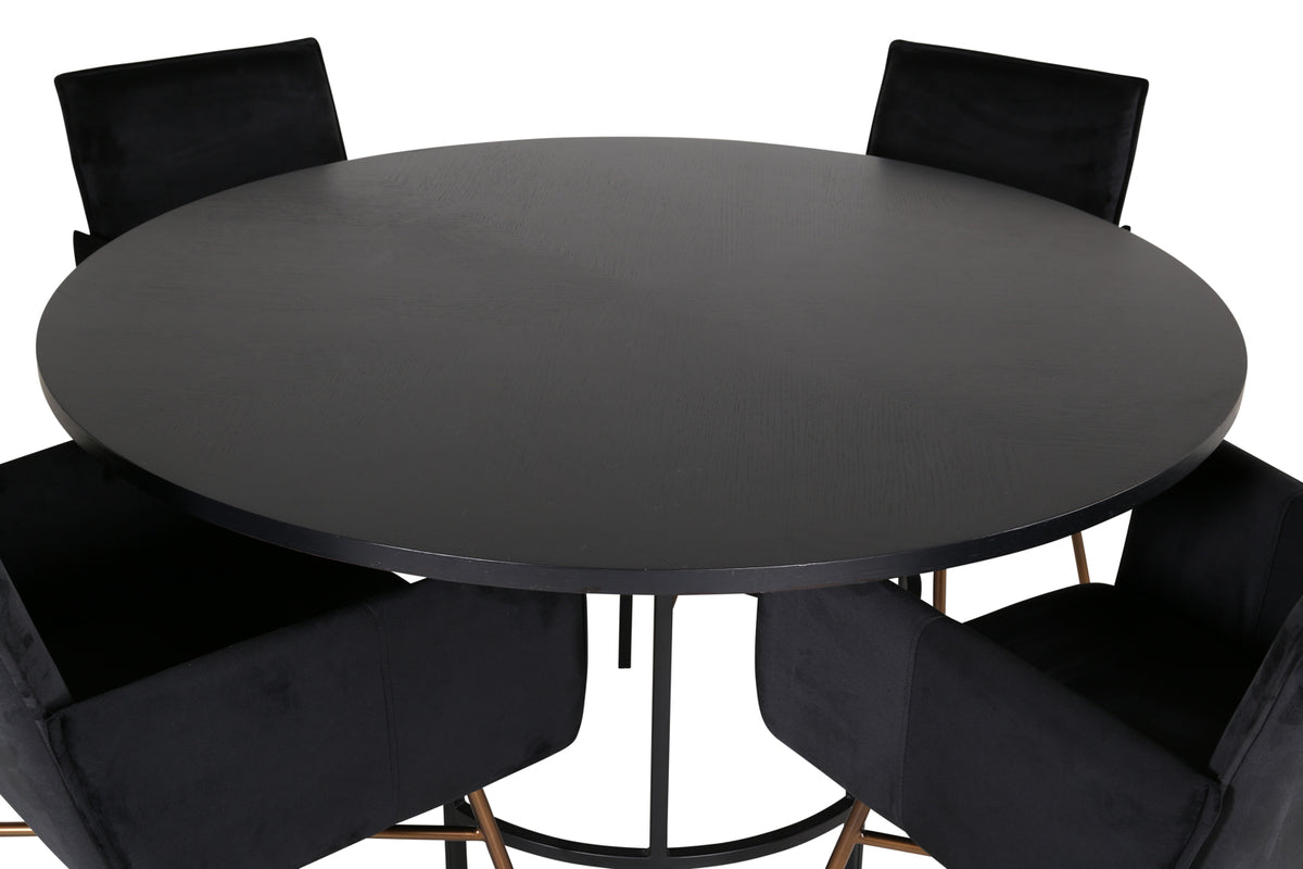Venture Design Copenhagen & Petra Runda Matbord ⌀140 Svart + Matstolar Svart