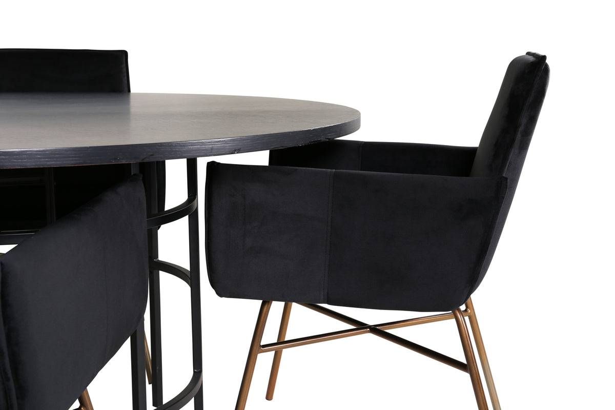 Venture Design Copenhagen & Petra Runda Matbord ⌀140 Svart + Matstolar Svart