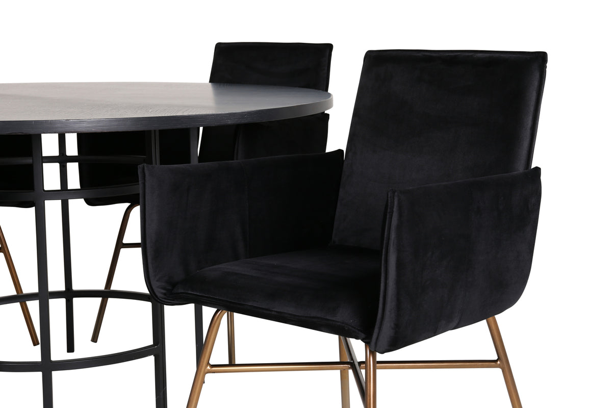 Venture Design Copenhagen & Petra Runda Matbord ⌀140 Svart + Matstolar Svart