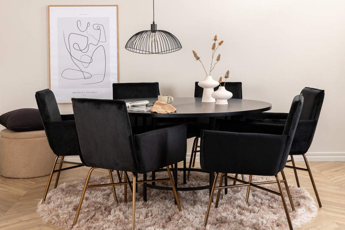 Venture Design Copenhagen & Petra Runda Matbord ⌀140 Svart + Matstolar Svart