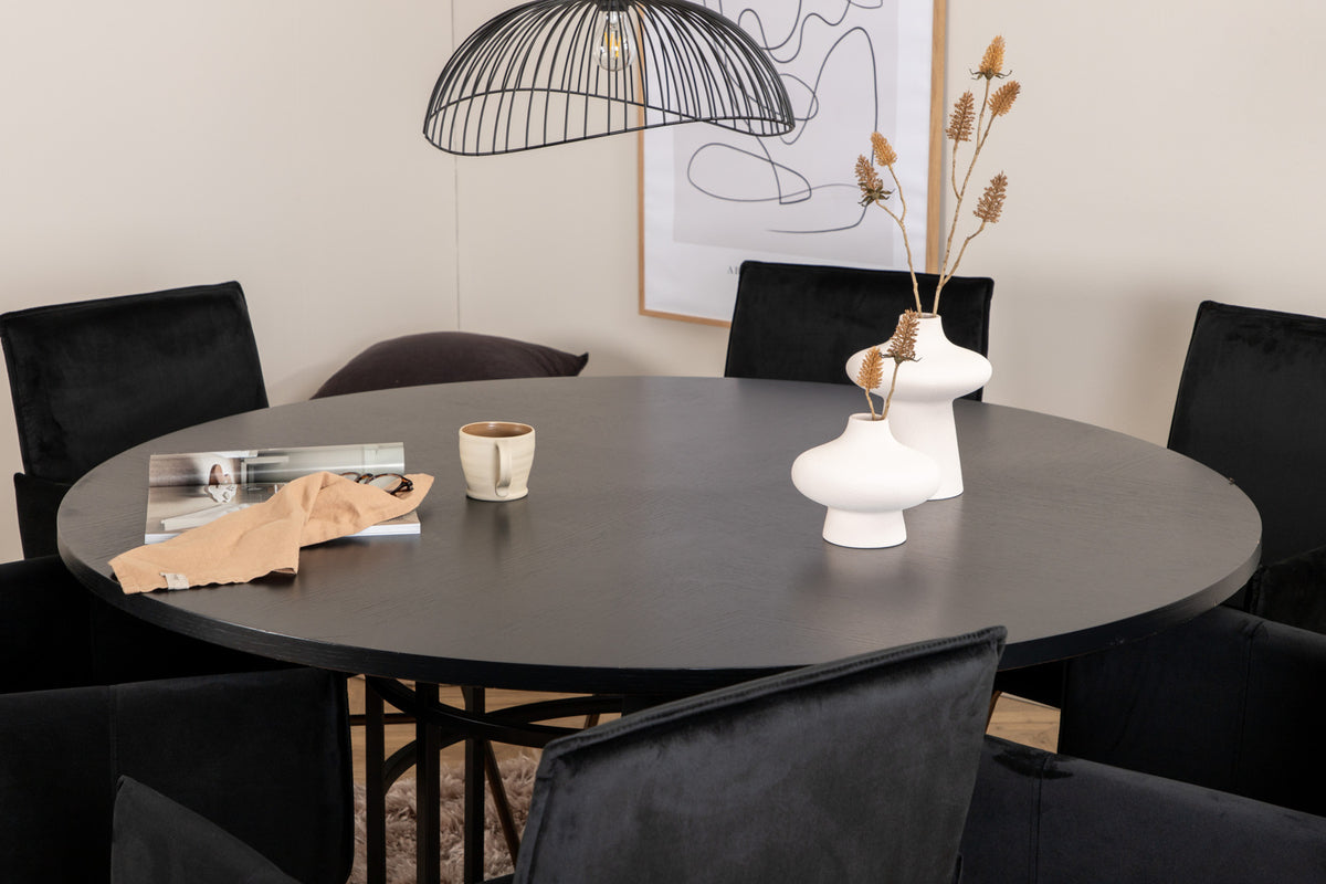 Venture Design Copenhagen & Petra Runda Matbord ⌀140 Svart + Matstolar Svart