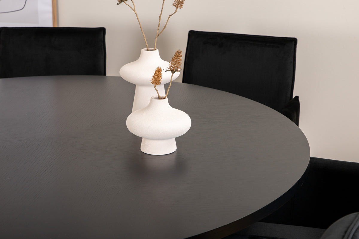Venture Design Copenhagen & Petra Runda Matbord ⌀140 Svart + Matstolar Svart