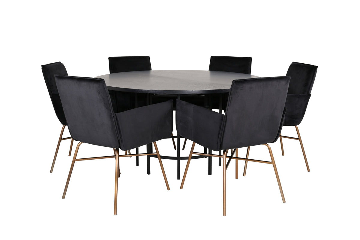 Venture Design Copenhagen & Petra Runda Matbord ⌀140 Svart + Matstolar Svart