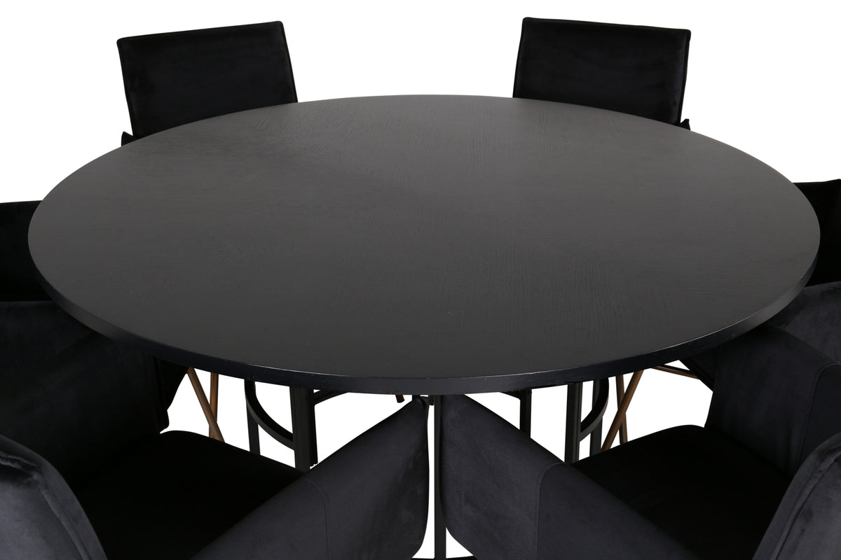 Venture Design Copenhagen & Petra Runda Matbord ⌀140 Svart + Matstolar Svart