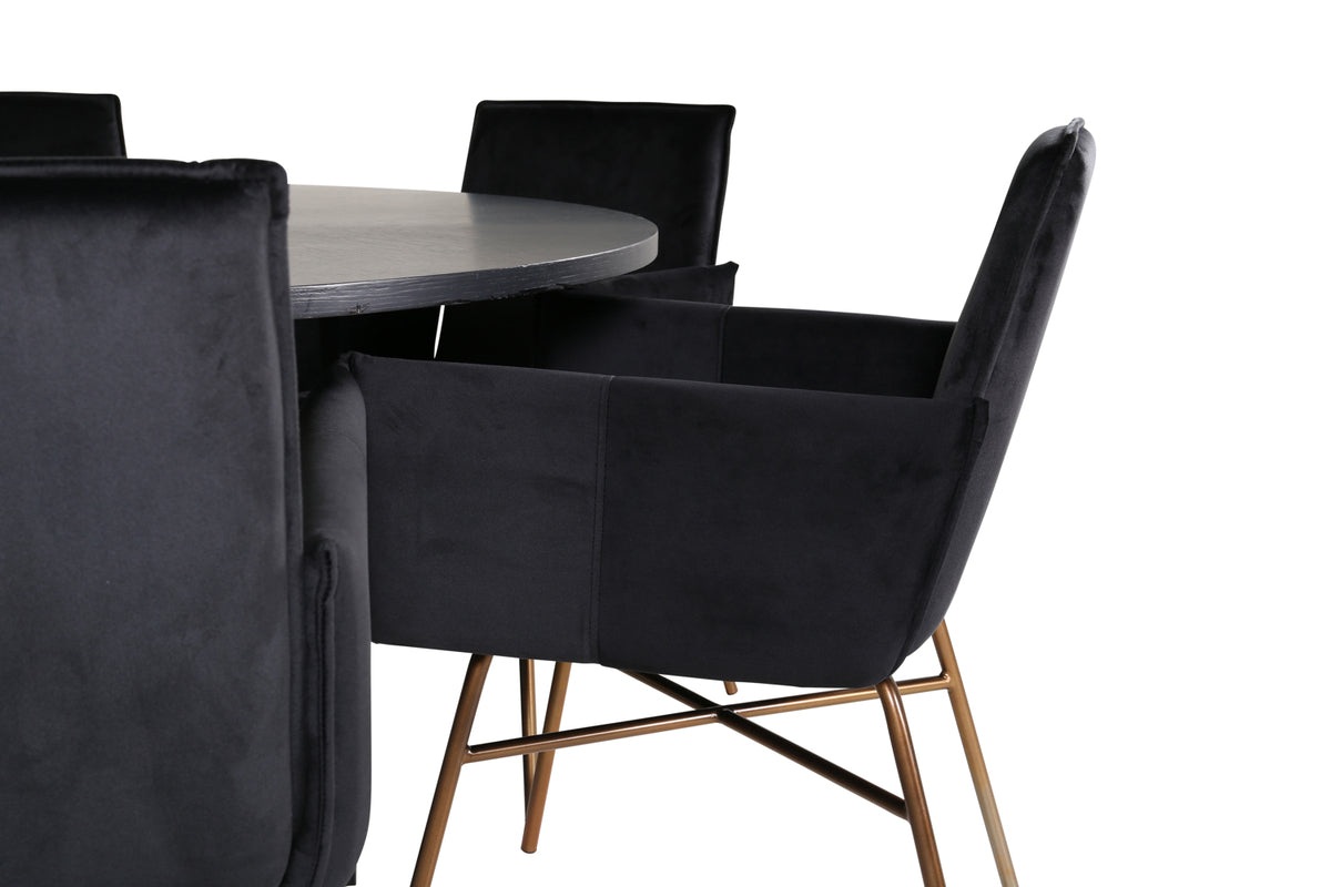 Venture Design Copenhagen & Petra Runda Matbord ⌀140 Svart + Matstolar Svart
