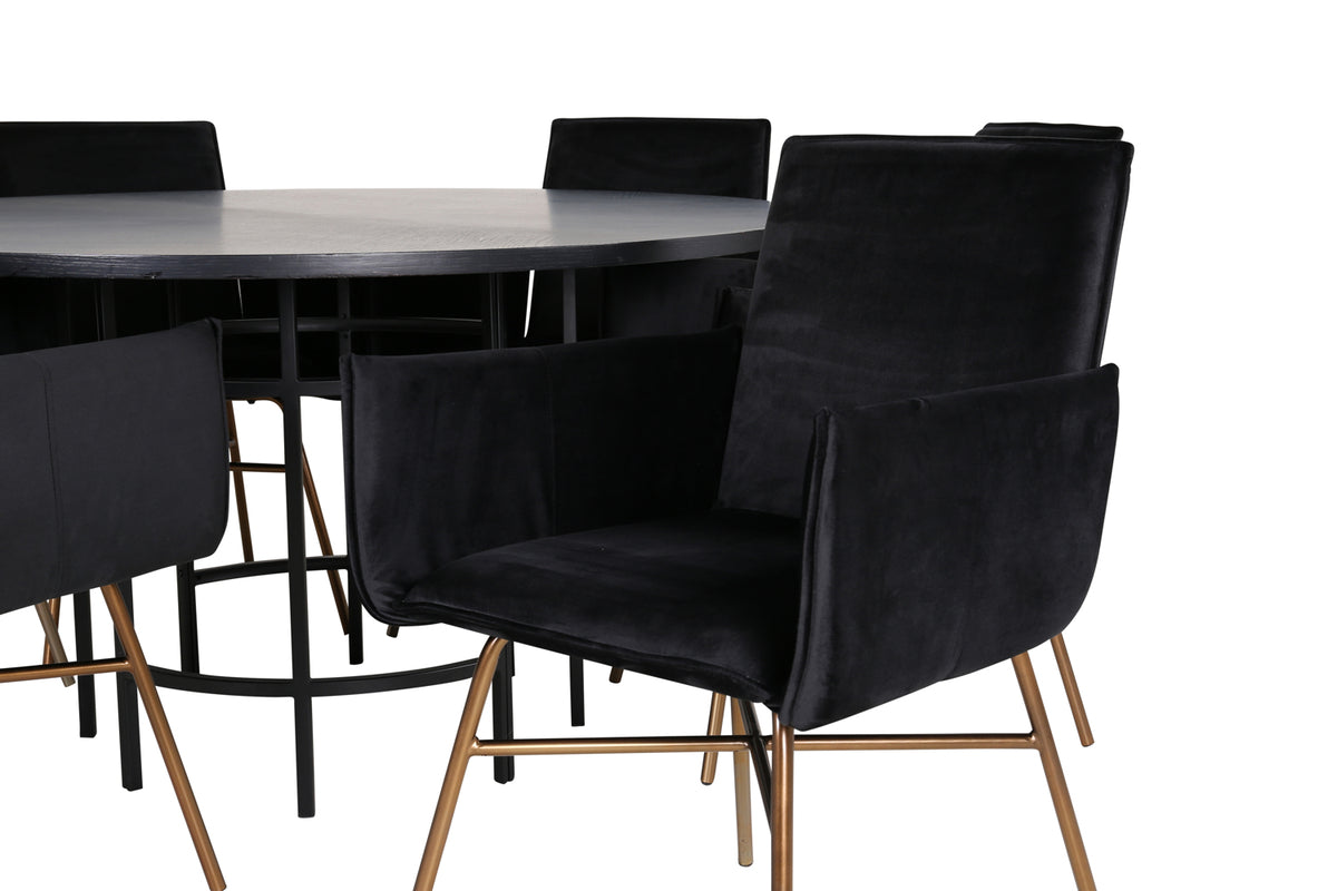Venture Design Copenhagen & Petra Runda Matbord ⌀140 Svart + Matstolar Svart