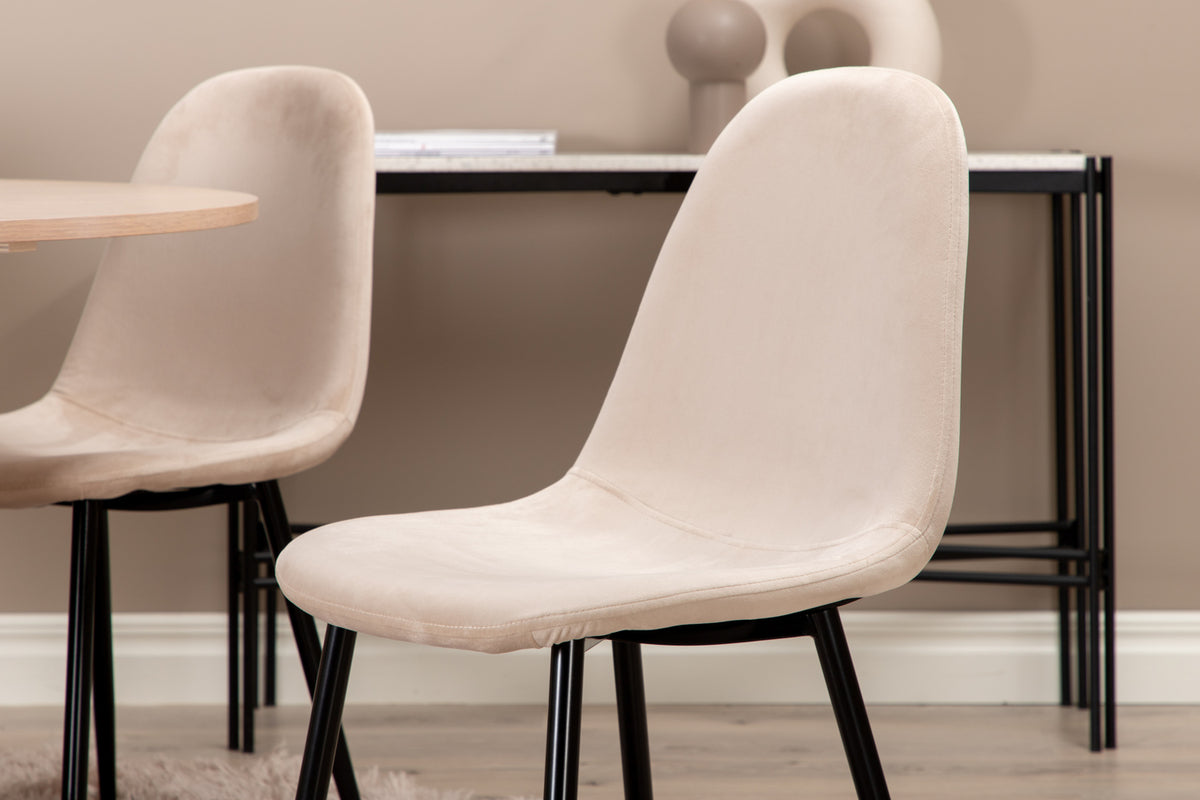 Venture Design Bianca & Polar Runda Matbord ⌀110 Vitputsad + Matstolar 2-pack Beige