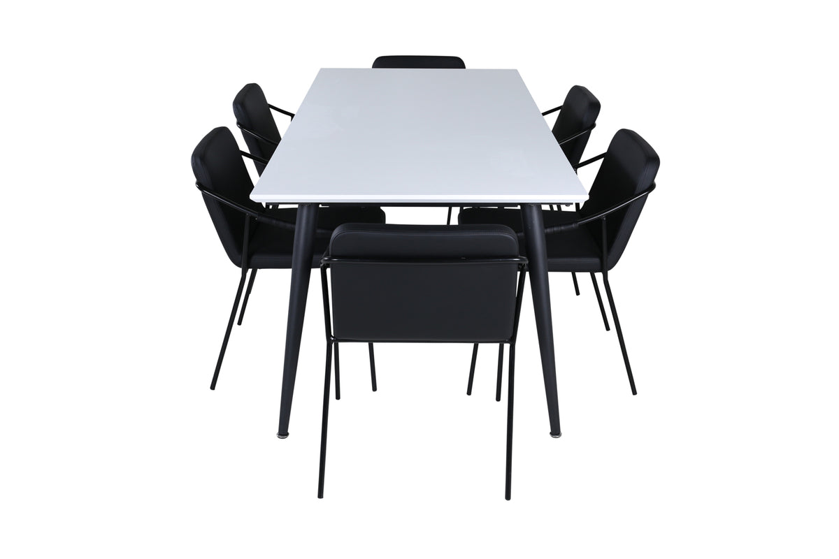 Venture Design Jimmy & Tvist Matbord 90 x 195 + Matstolar Svart