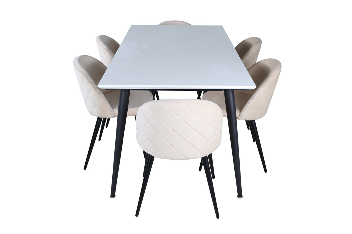 Venture Design Jimmy & Velvet Matbord 90 x 195 + Matstolar Beige