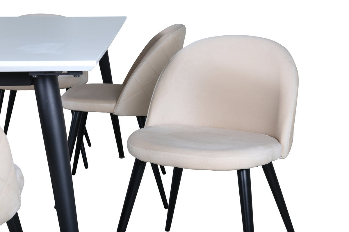 Venture Design Jimmy & Velvet Matbord 90 x 195 + Matstolar Beige