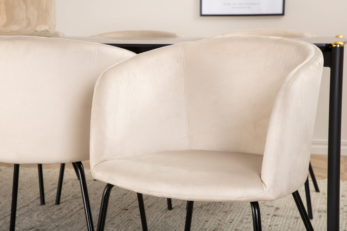 Venture Design Berit & Pelle Matstolar Beige + Rektangulära Matbord 190 x 90 Svart