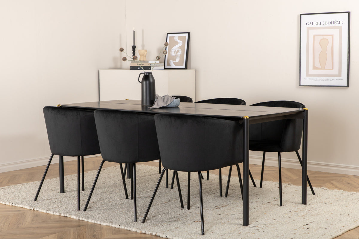 Venture Design Berit & Pelle Matstolar Svart + Rektangulära Matbord 190 x 90 Svart