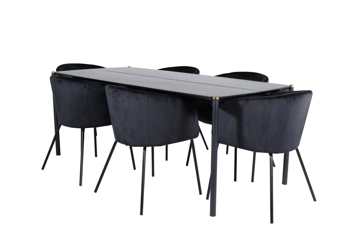 Venture Design Berit & Pelle Matstolar Svart + Rektangulära Matbord 190 x 90 Svart