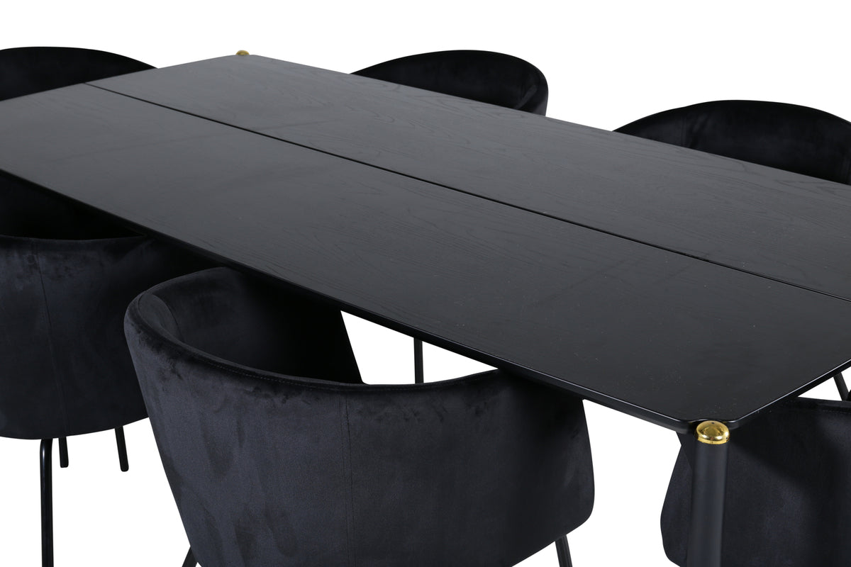 Venture Design Berit & Pelle Matstolar Svart + Rektangulära Matbord 190 x 90 Svart
