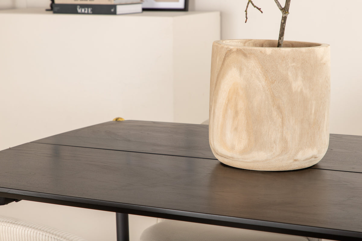 Venture Design Pelle & Velvet Rektangulära Matbord 190 x 90 Svart + Matstolar 2-pack Grädde