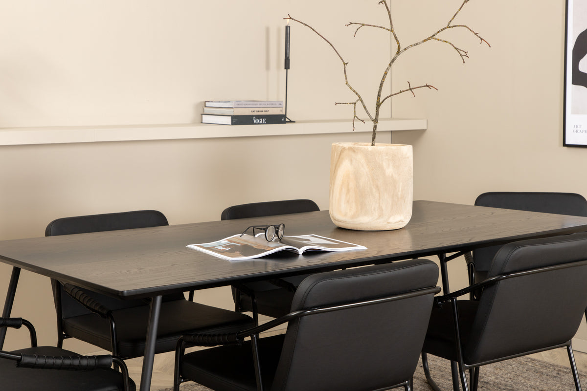 Venture Design Petra & Tvist Rektangulära Matbord 190 x 90 Svart + Matstolar 2-pack Svart