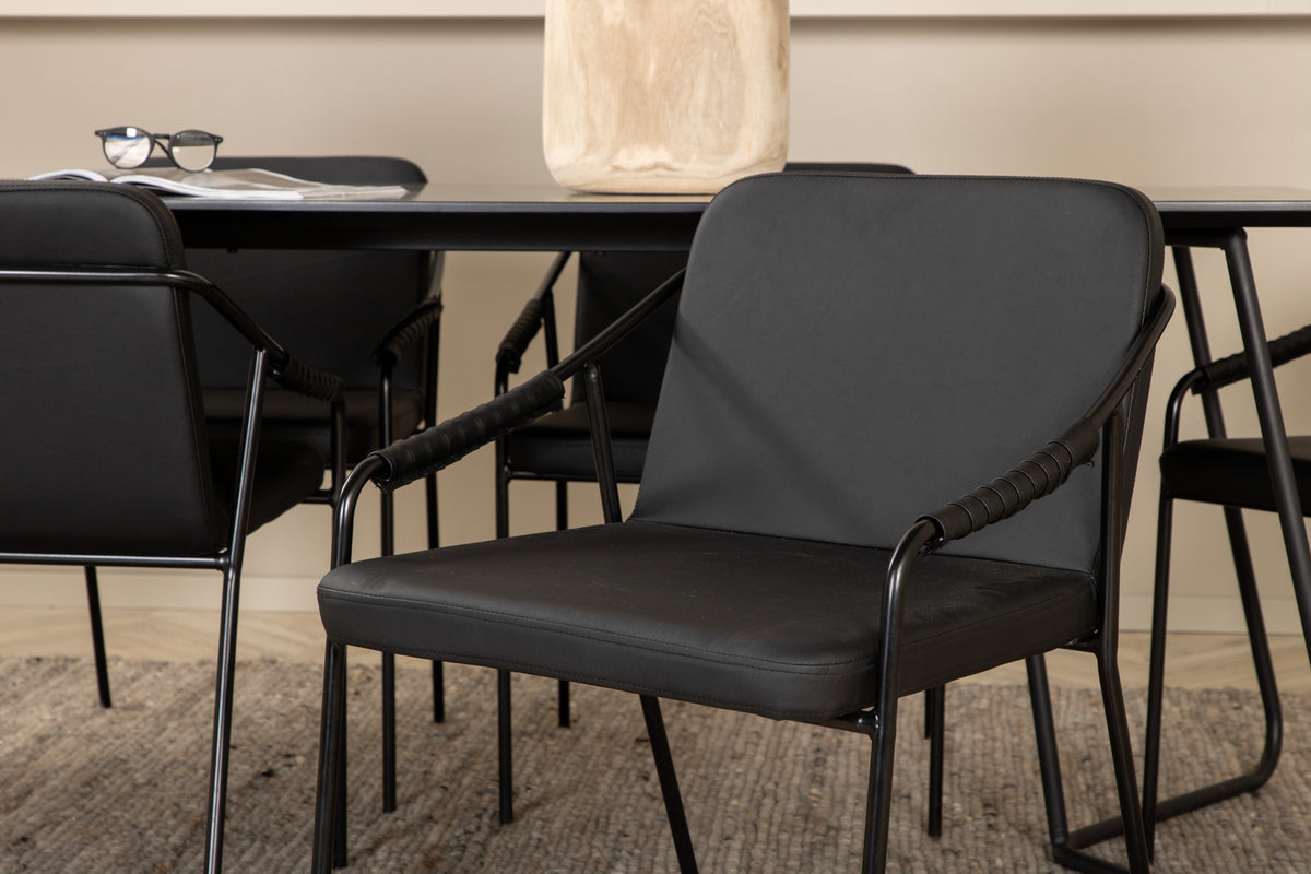 Venture Design Petra & Tvist Rektangulära Matbord 190 x 90 Svart + Matstolar 2-pack Svart