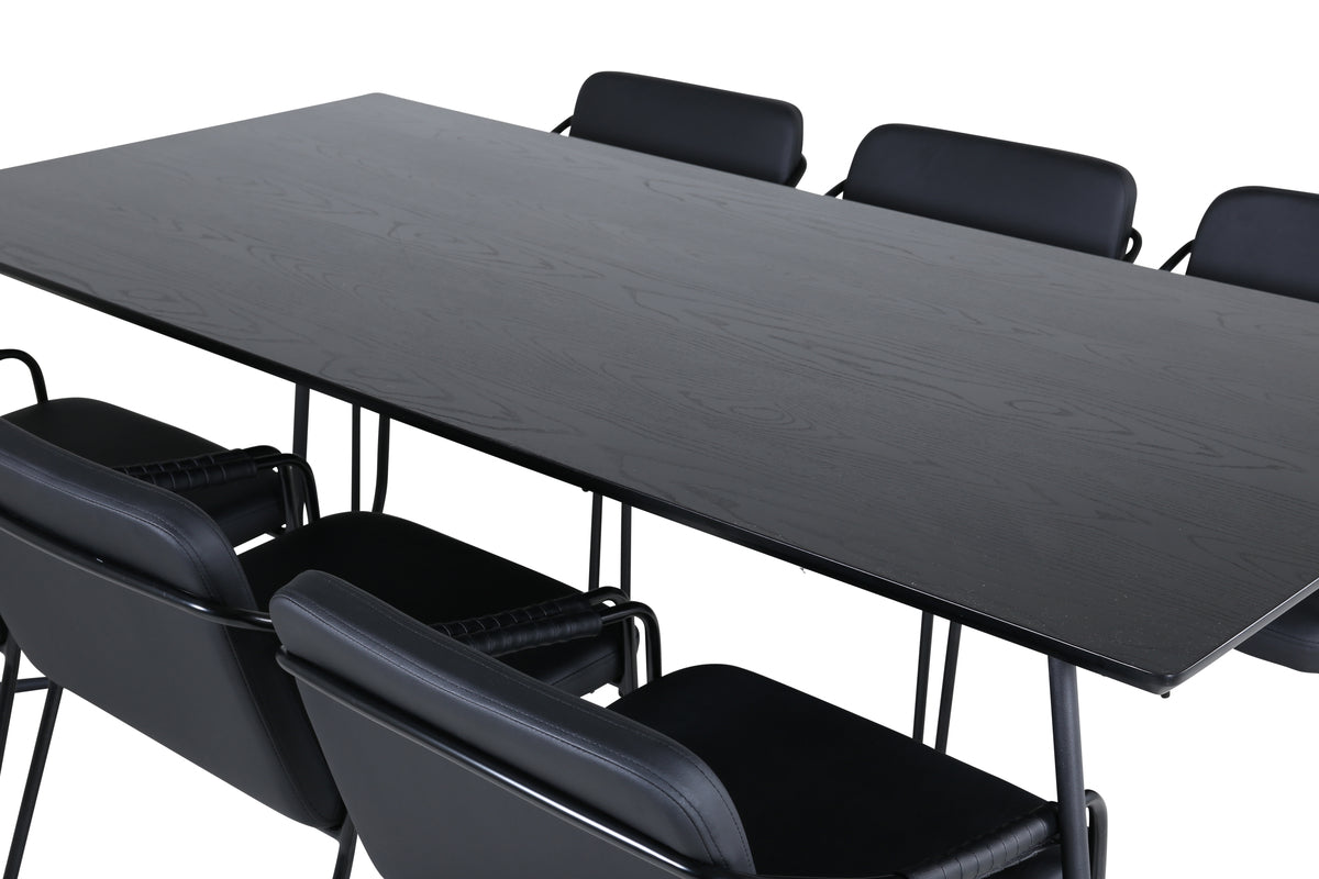Venture Design Petra & Tvist Rektangulära Matbord 190 x 90 Svart + Matstolar 2-pack Svart