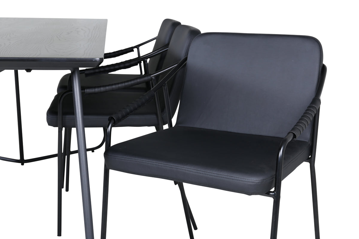 Venture Design Petra & Tvist Rektangulära Matbord 190 x 90 Svart + Matstolar 2-pack Svart