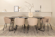 Venture Design Berit & Petra Matstolar Beige + Rektangulära Matbord 190 x 90 Svart