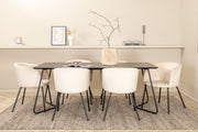 Venture Design Berit & Petra Matstolar Beige + Rektangulära Matbord 190 x 90 Svart