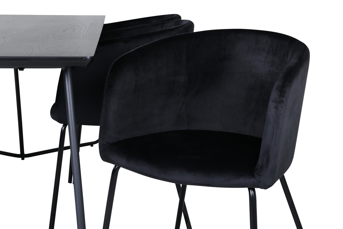 Venture Design Berit & Petra Matstolar Svart + Rektangulära Matbord 190 x 90 Svart