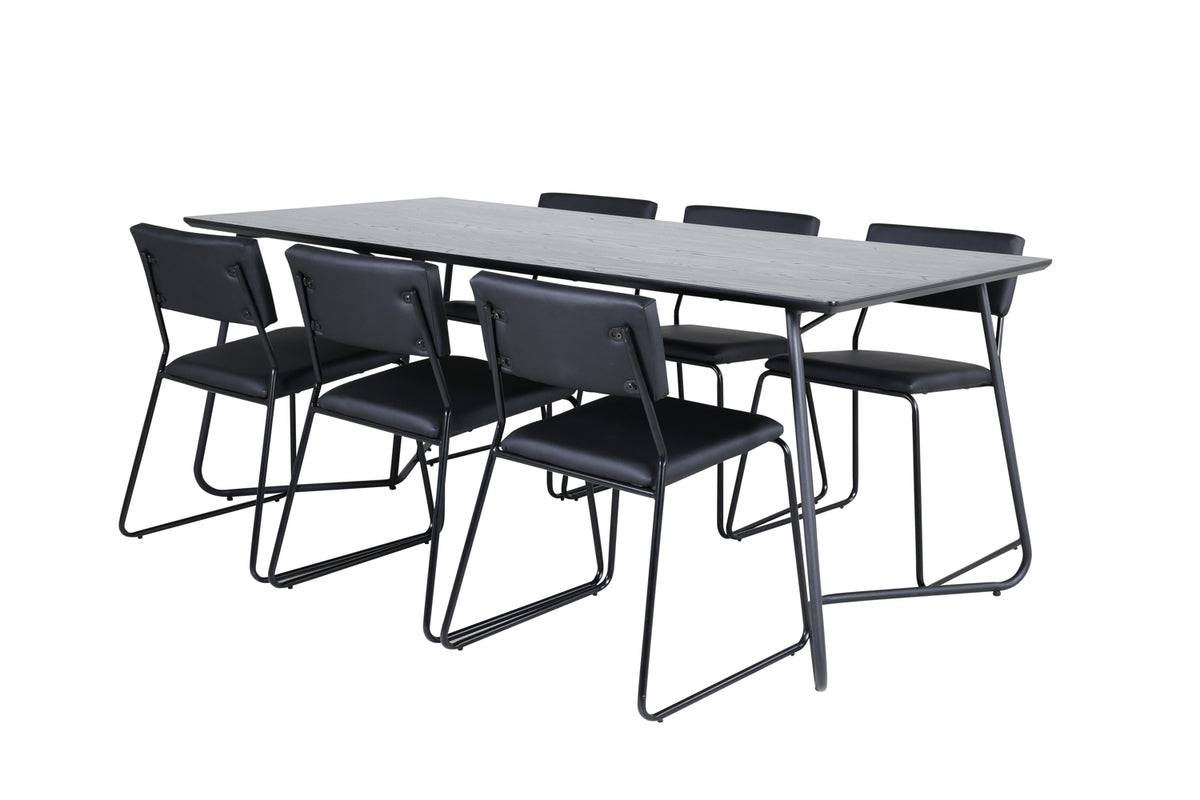 Venture Design Kenth & Petra Matstolar Svart + Matbord 90x190