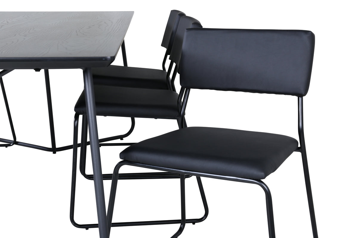 Venture Design Kenth & Petra Matstolar Svart + Matbord 90x190