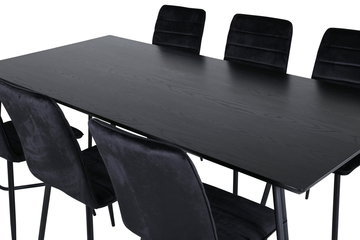 Venture Design Petra & Windu Matbord 90x190 + Matstolar Svart