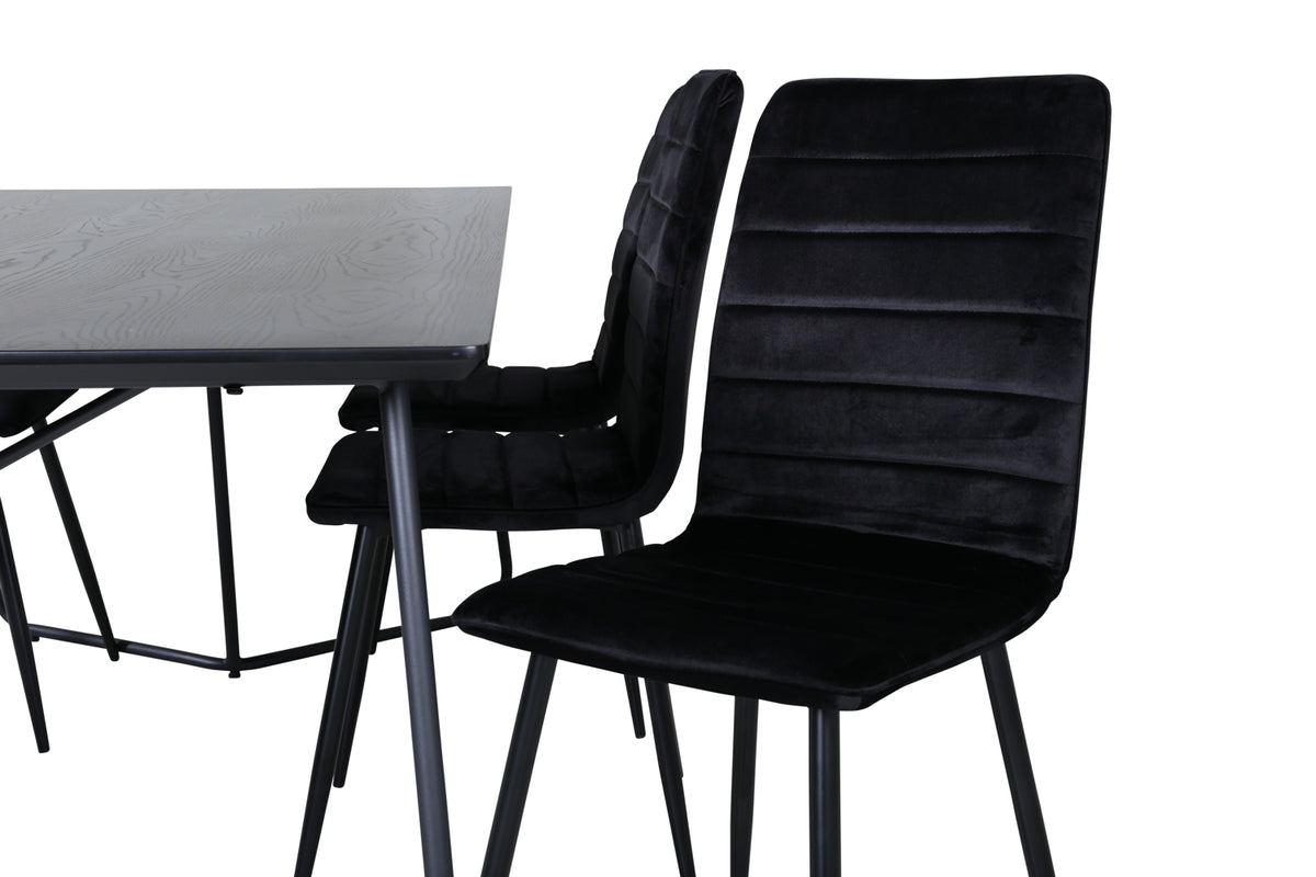 Venture Design Petra & Windu Matbord 90x190 + Matstolar Svart