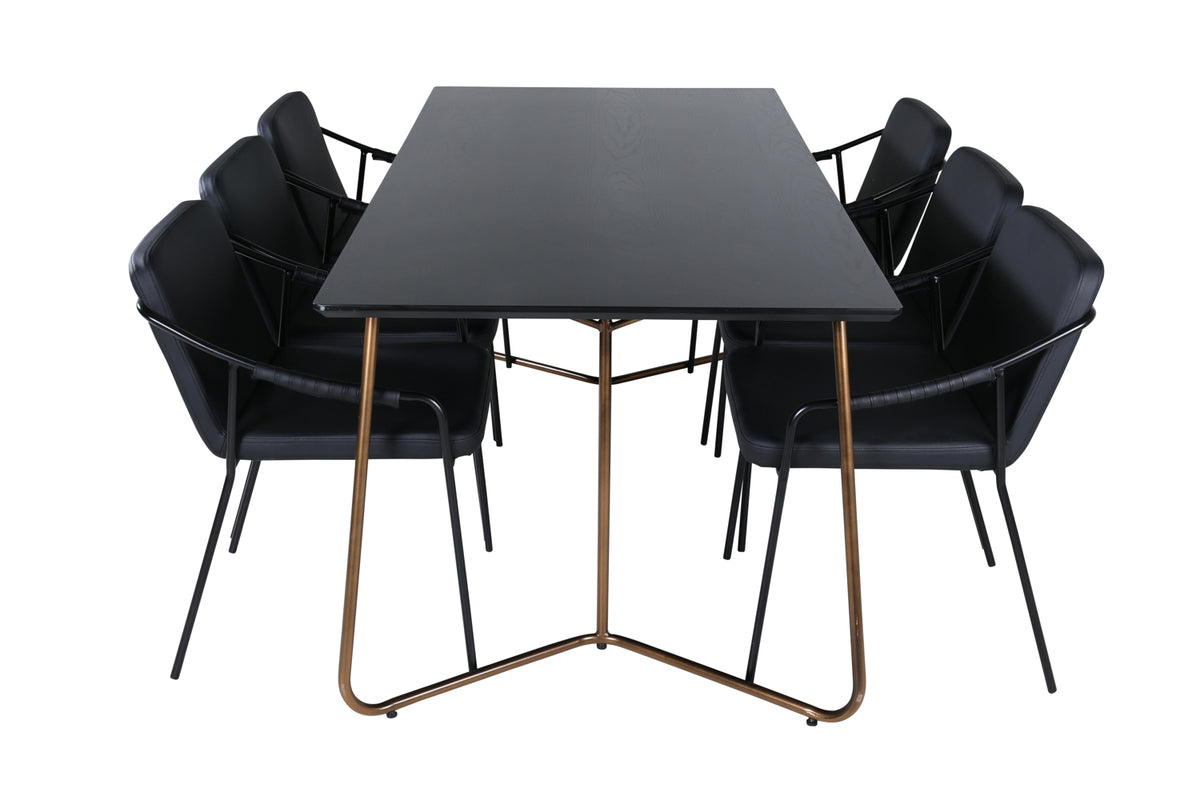 Venture Design Petra & Tvist Matbord 90x190 + Matstolar Svart