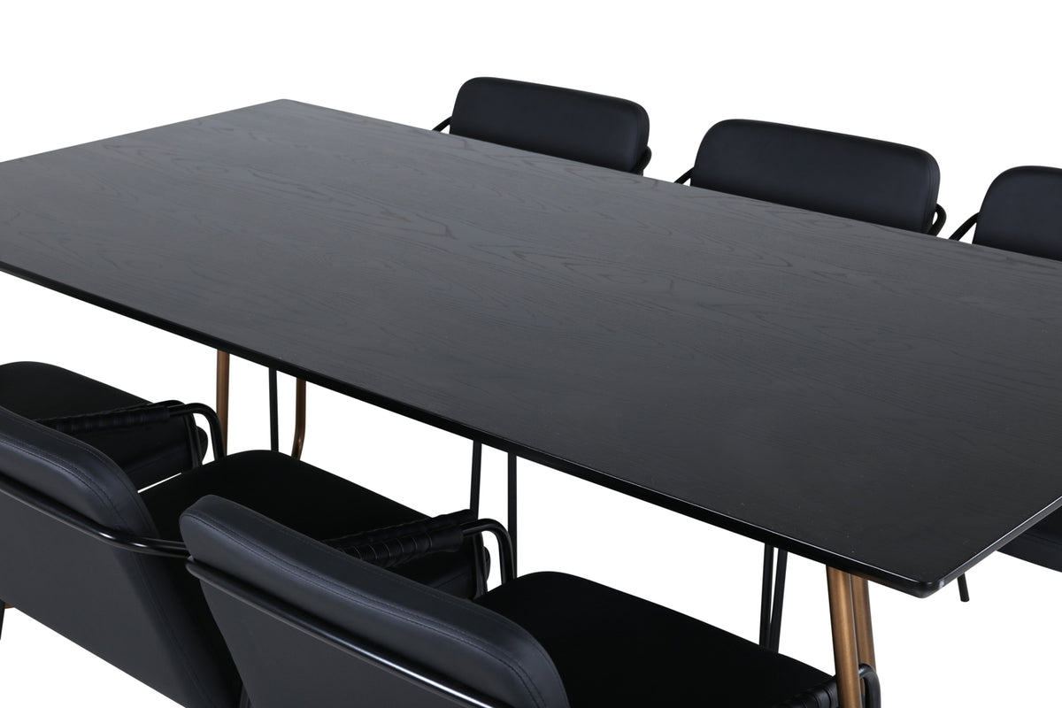 Venture Design Petra & Tvist Matbord 90x190 + Matstolar Svart