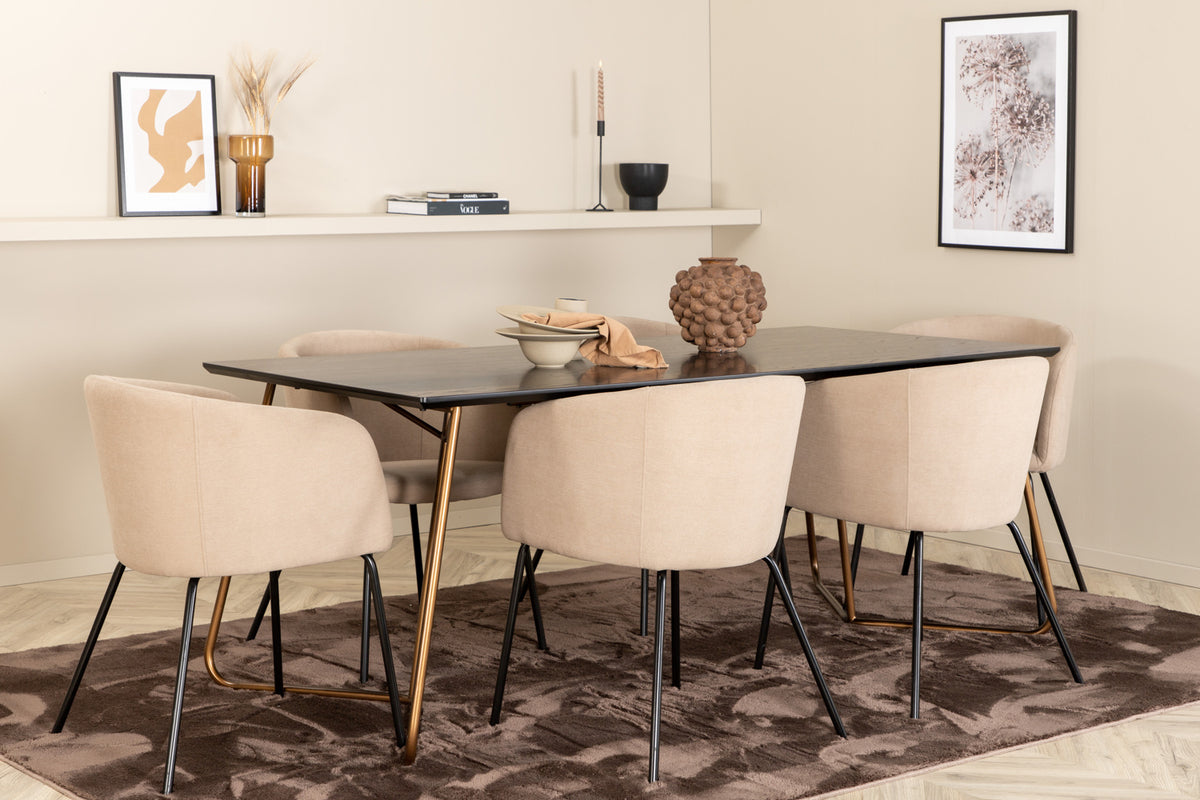 Venture Design Berit & Petra Matstolar Beige + Matbord 90x190