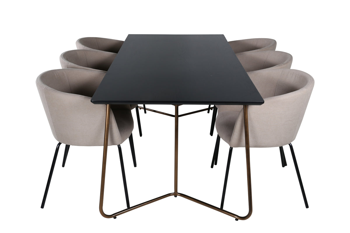 Venture Design Berit & Petra Matstolar Beige + Matbord 90x190