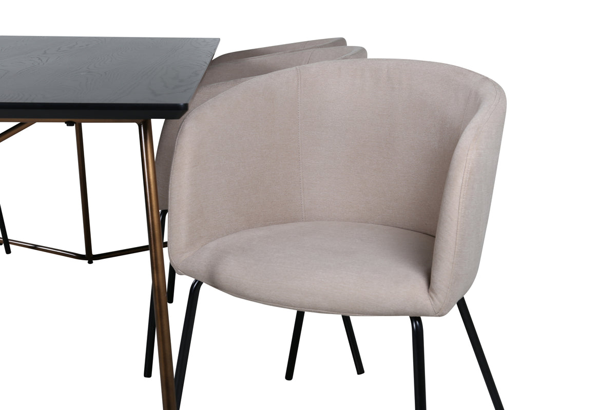 Venture Design Berit & Petra Matstolar Beige + Matbord 90x190