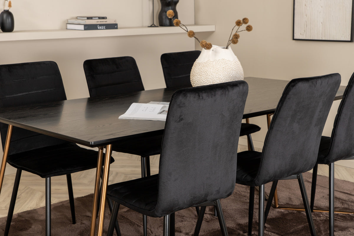 Venture Design Petra & Windu Matbord 90x190 + Matstolar Svart