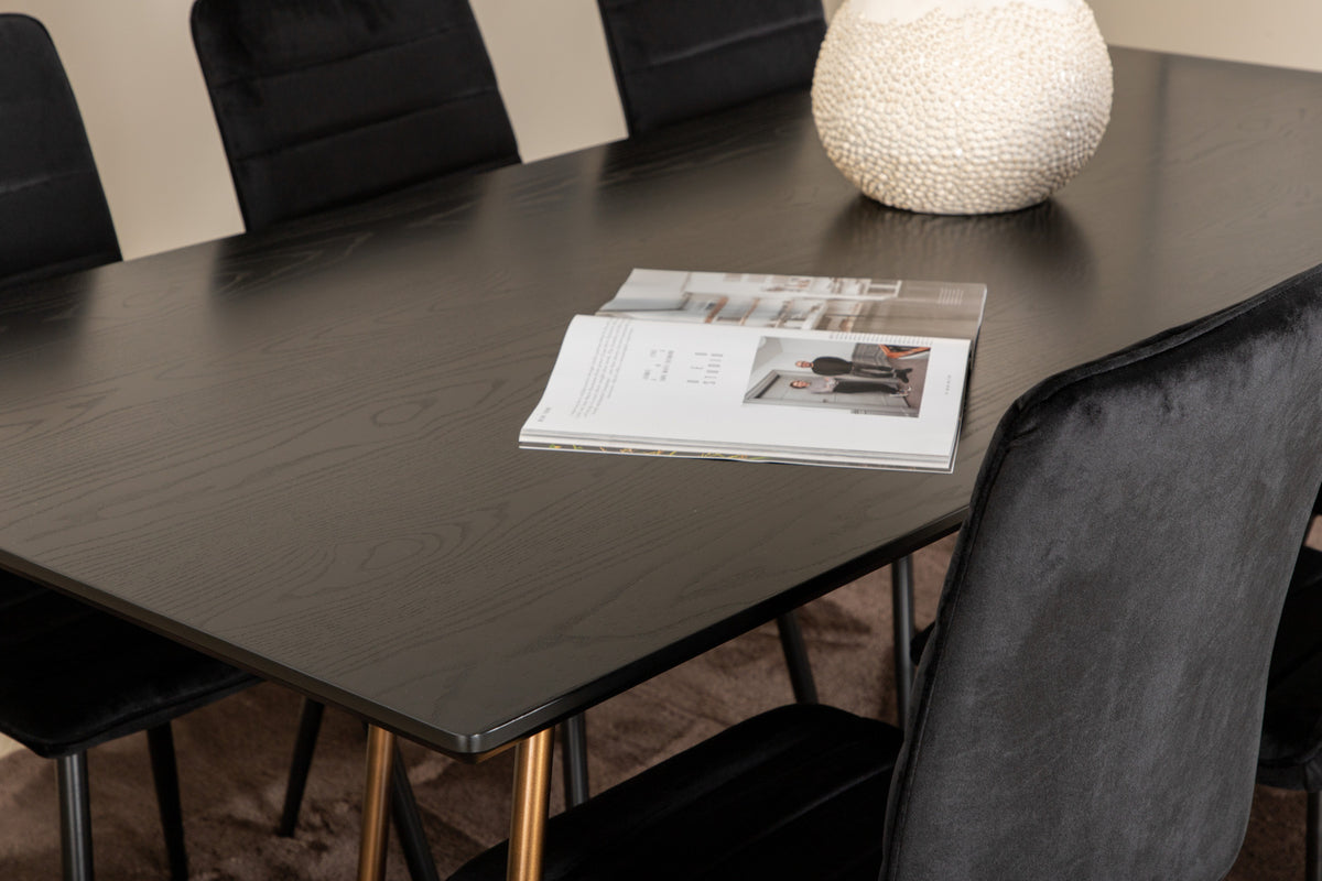 Venture Design Petra & Windu Matbord 90x190 + Matstolar Svart