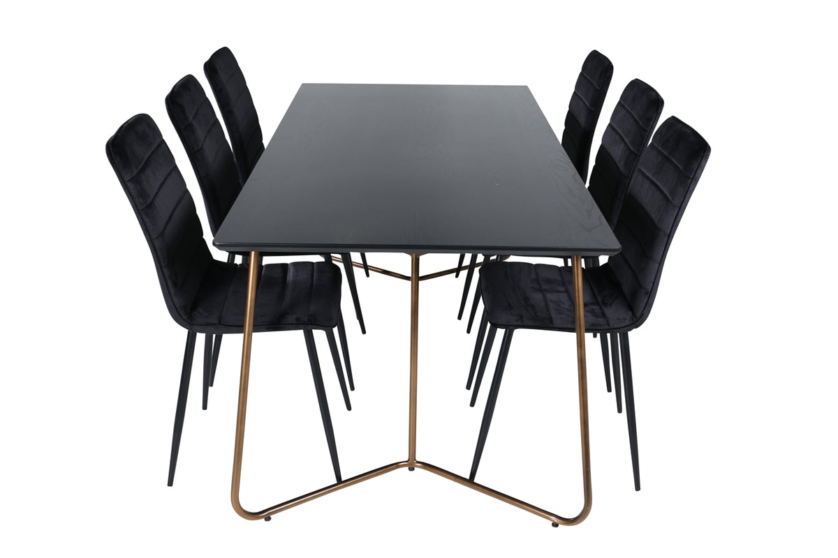 Venture Design Petra & Windu Matbord 90x190 + Matstolar Svart