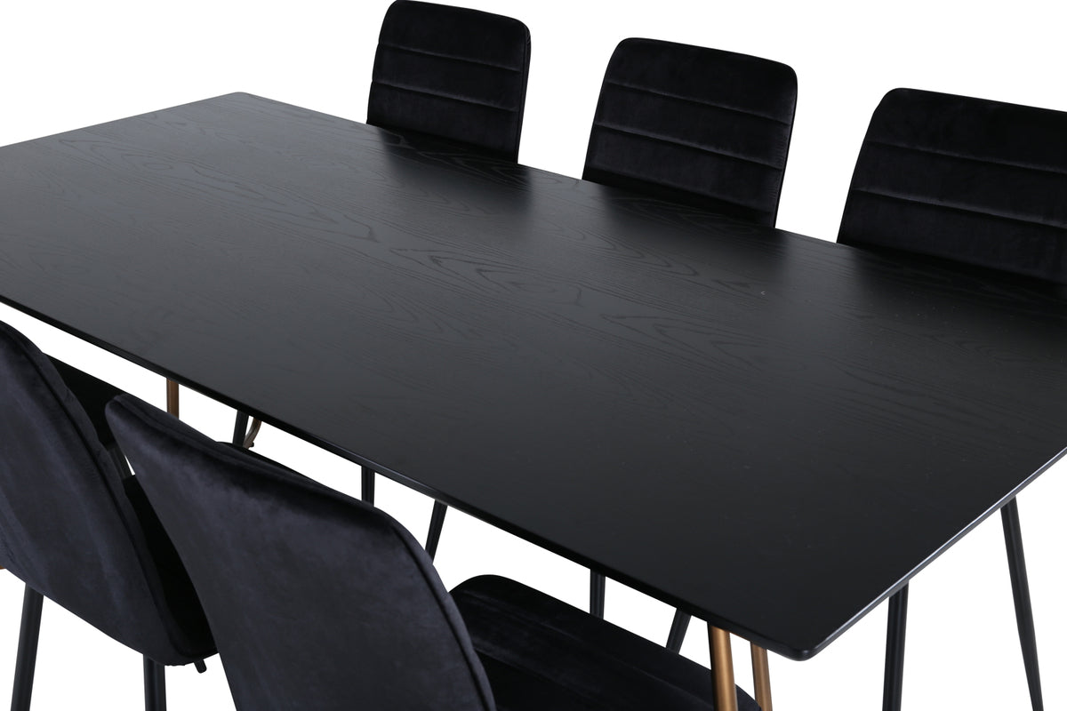 Venture Design Petra & Windu Matbord 90x190 + Matstolar Svart