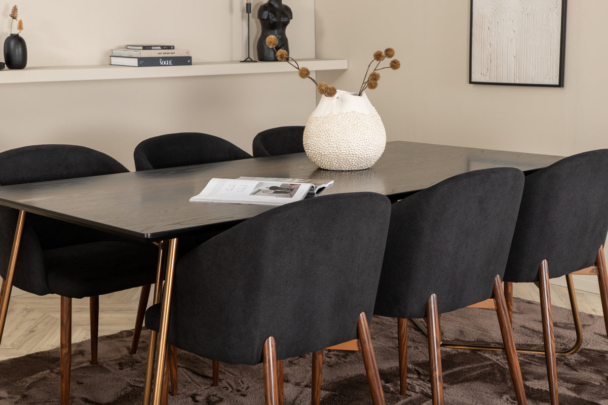 Venture Design Arch & Petra Matstolar 2-pack Svart + Rektangulära Matbord 190 x 90 Svart